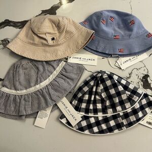 Janie and Jack Kids' Hat Set - Blue, Black, Beige NWT 6-12 month